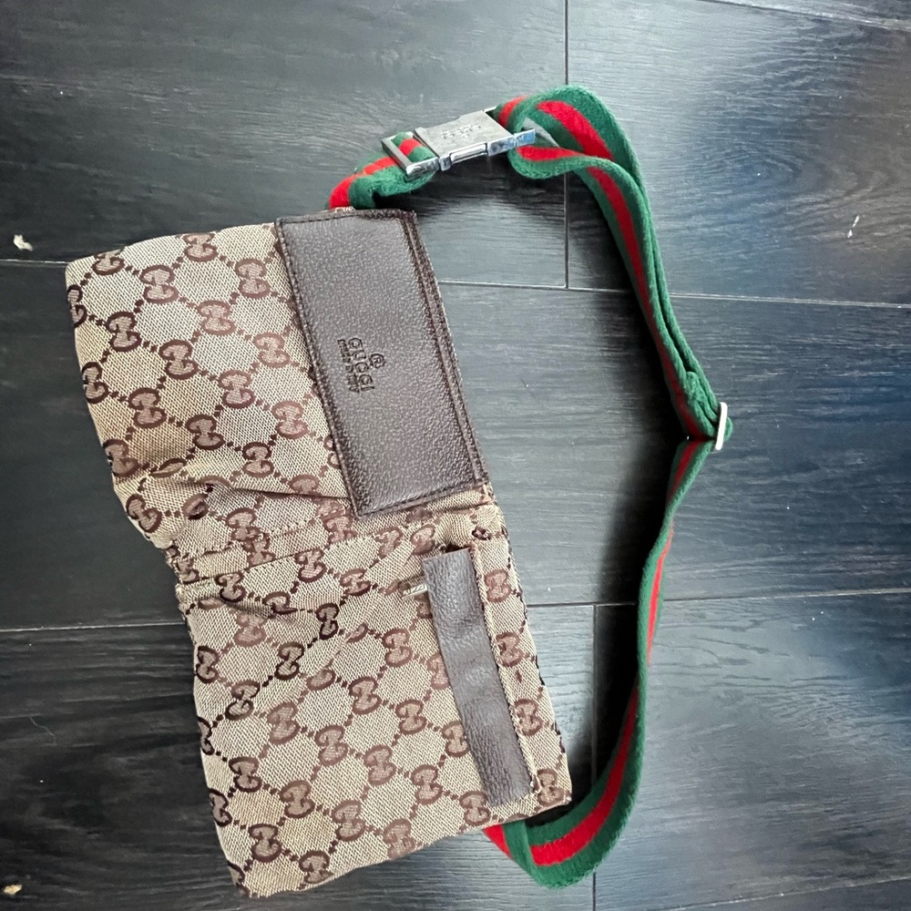 Gucci Brown and Beige Monogram Belt Bag